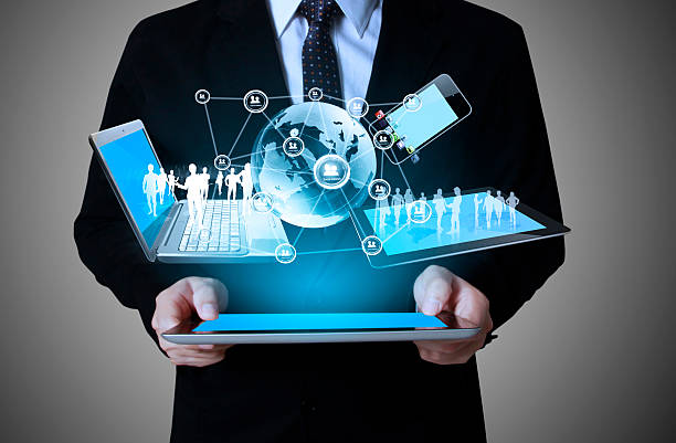 Business professional using a tablet for retail digital transformation