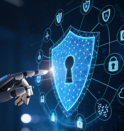 AI cybersecurity monitoring interface detecting digital threats