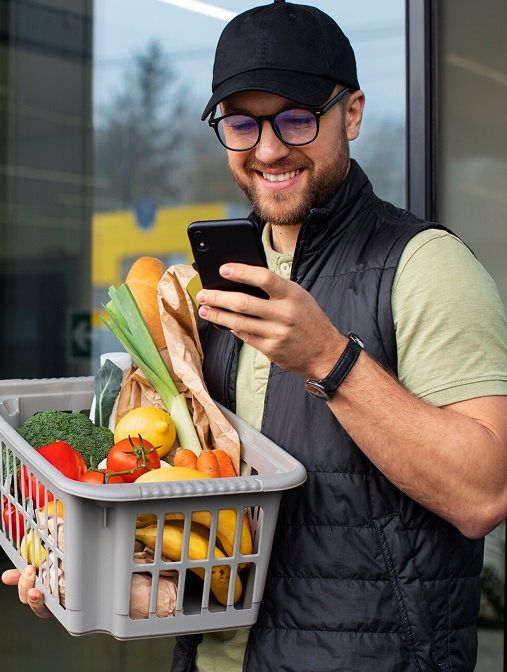 Grocery retail aisle supporting digital operations